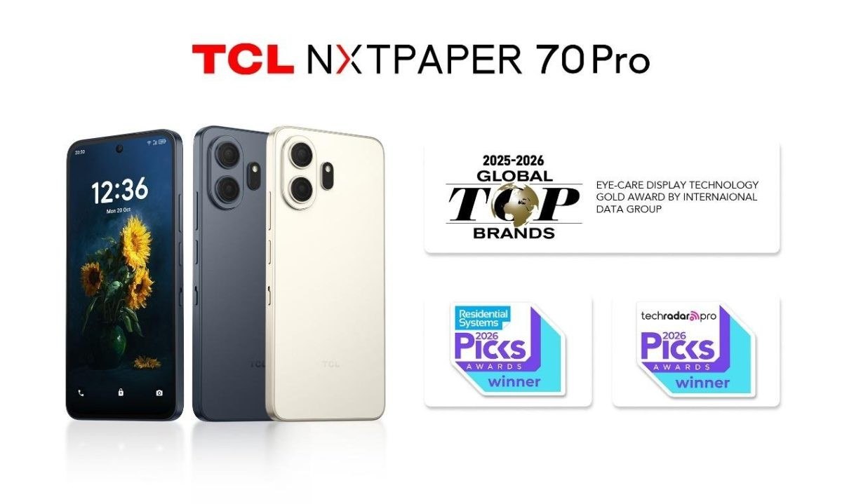 Tcl nxtpaper 70 pro distinguido com eye-care display technology gold award