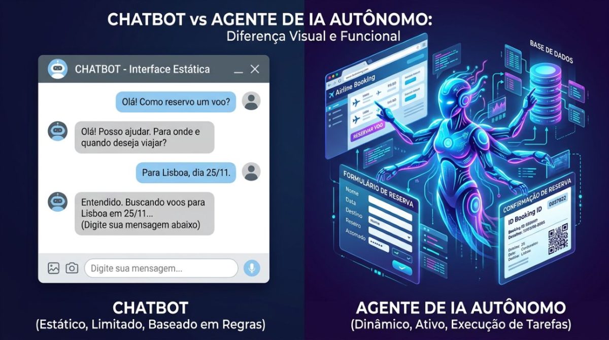 Chatbot responde, agente de ia age. Qual é a diferença?