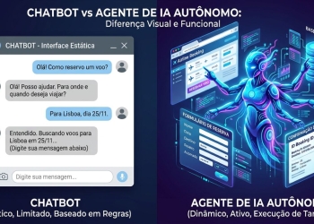 Chatbot vs agente de IA agente de IA TecheNet Chatbot responde, agente de ia age. Qual é a diferença?