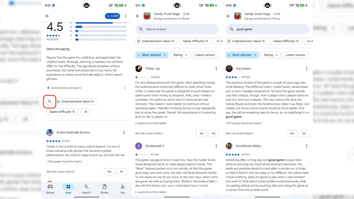 Google play store avaliações