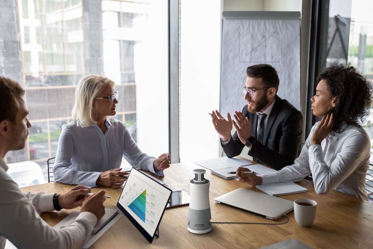 Ricoh meeting hub 360 2 ricoh meeting hub 360, trabalho híbrido, videoconferências