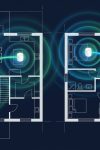 Sistema mesh wi-fi com três nós a cobrir uma moradia de dois pisos