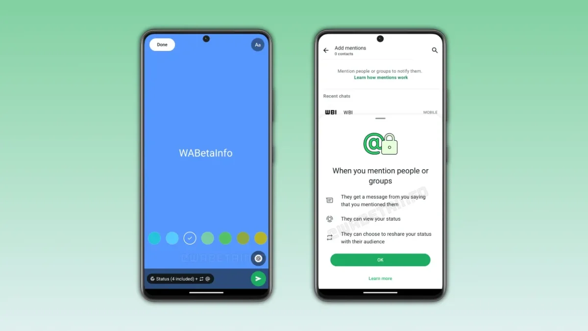 Whatsapp status mentions