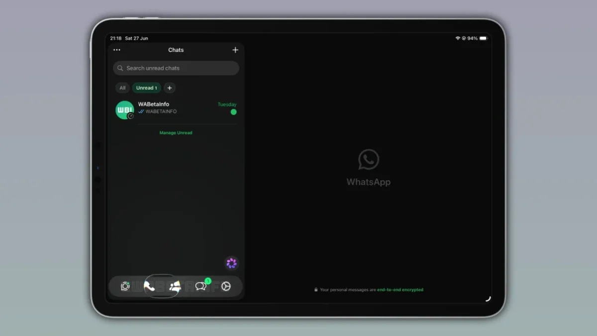Whatsapp ipad liquid glass