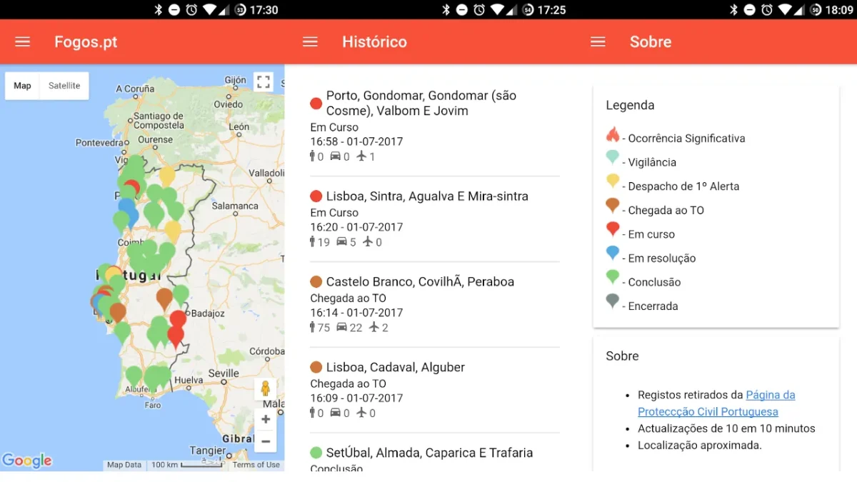 App FogosPT 2 aplicação, Fogos.pt, Incêndios TecheNet App fogospt (2)