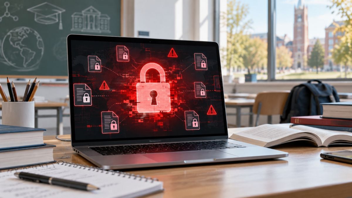 Ataque de ransomware ao portatil numa sala de aula TecheNet Ransomware no ensino: 85% dos ataques exploram identidade
