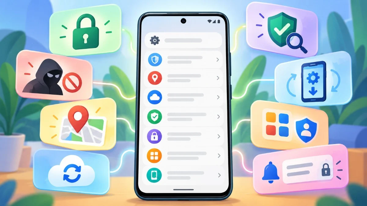 Infografico de Seguranca Android definições do Android, smartphone novo TecheNet 7 definições do android para verificar num smartphone novo