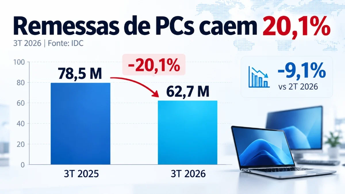 Infografico de remessas de PCs em queda TecheNet Remessas de pcs caem 20% e contrariam tendência sazonal