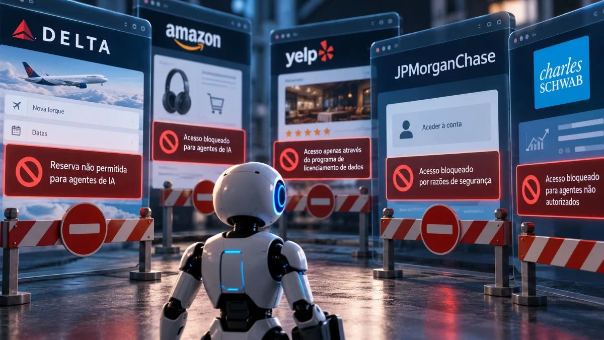 Robo bloqueado perante servicos online agente de IA, bloqueio de agente de IA TecheNet Grandes plataformas começam a bloquear agentes de ia