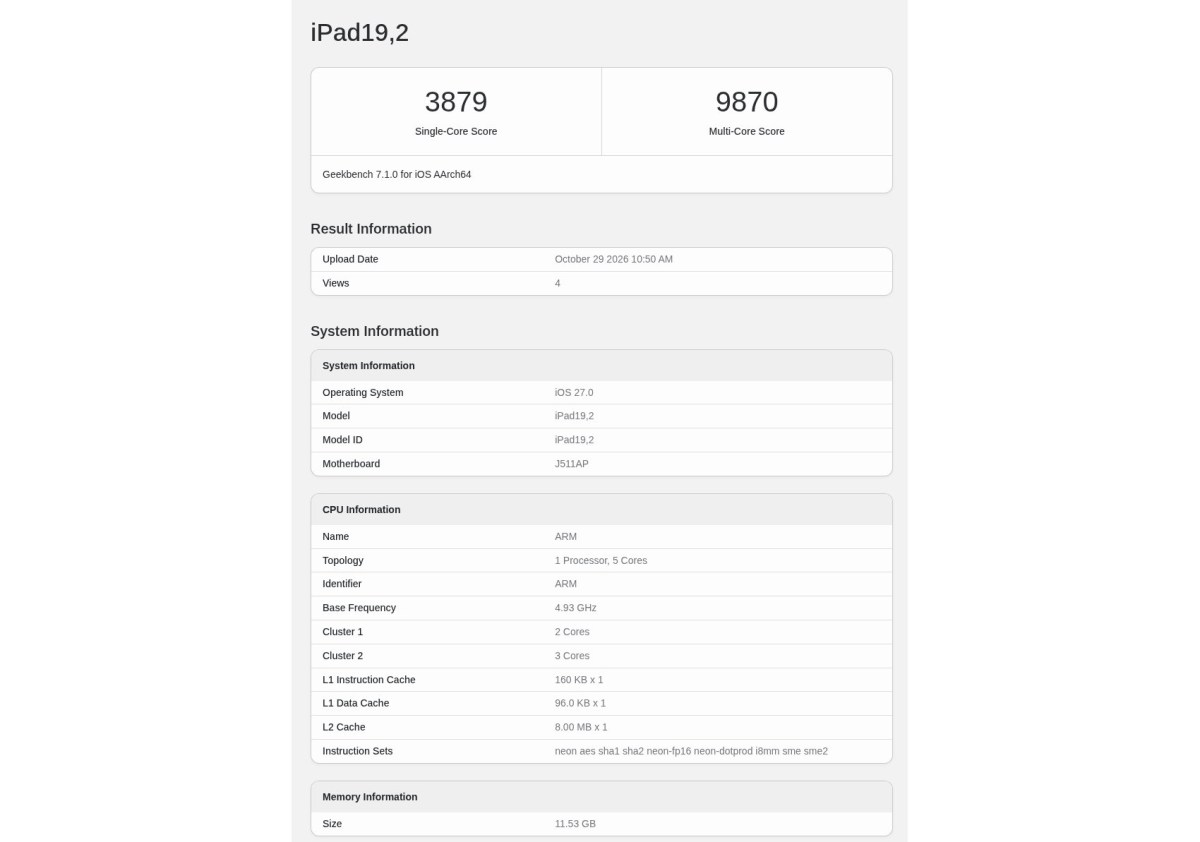 image 3 apple, geekbench, iPad, iPad Mini, OLED TecheNet Image 3 apple, geekbench, ipad, ipad mini, oled